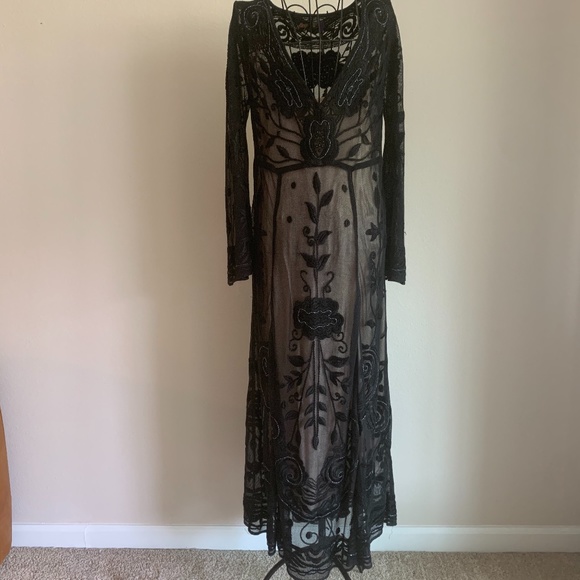 Free People Black Swan Sheer Maxi Dress